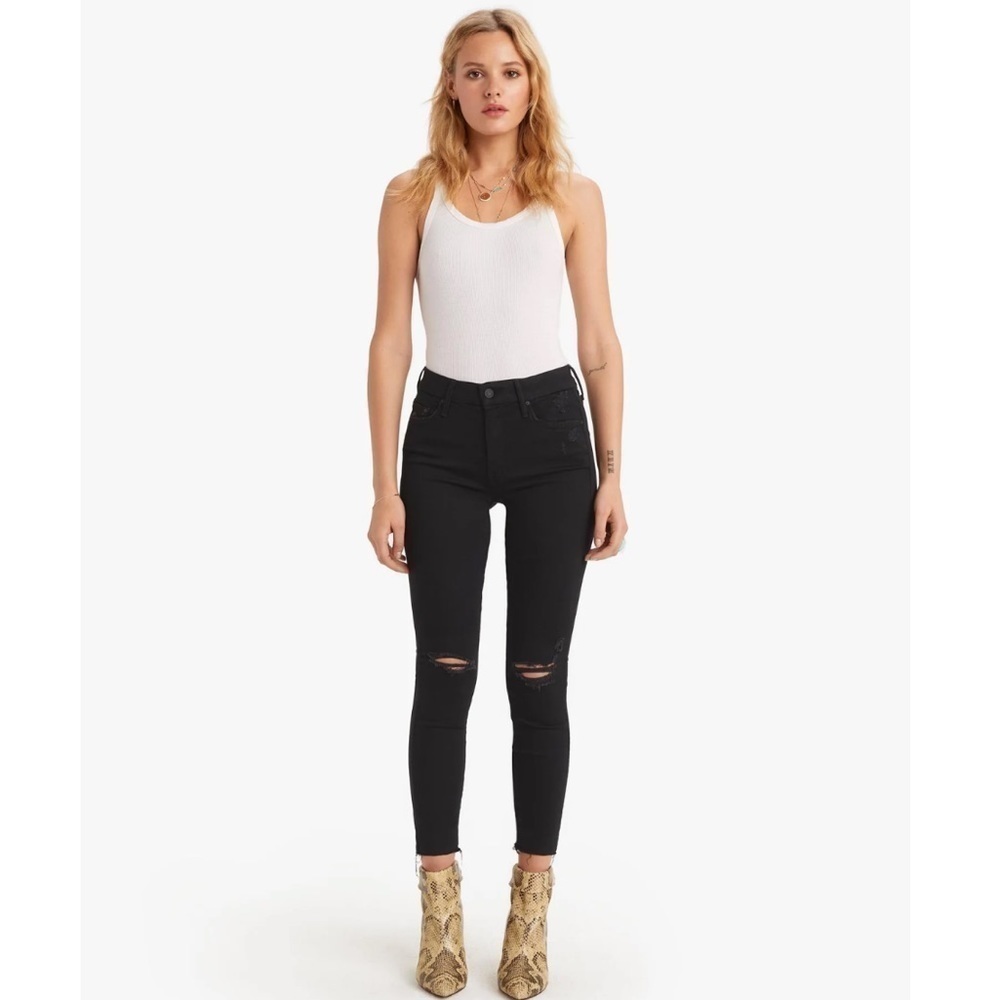 Mother Denim The Looker Ankle Fray Jeans  Guilty As Sin Distressed Ripped 29 - Picture 16 of 16